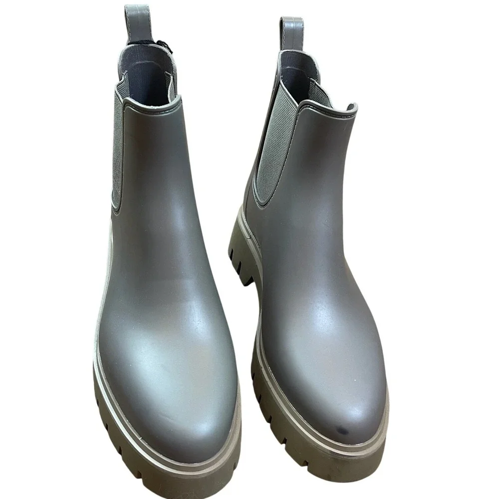 Dolce Vita Stormy Grey‎ Waterproof Lug Sole Chelsea Rain Boots Mens 11 NEW